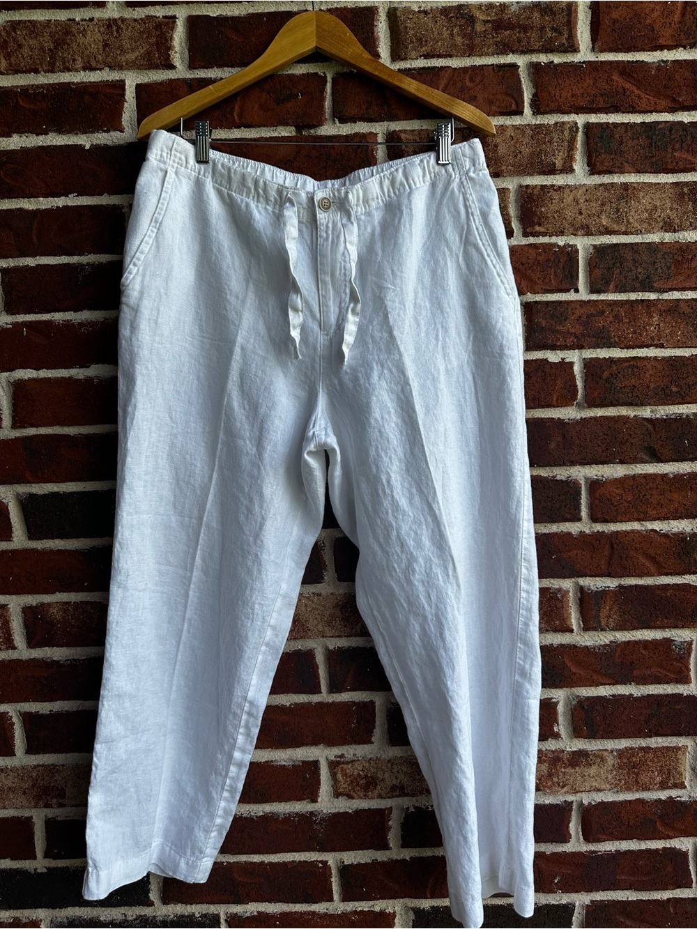 Men's White Linen Drawstring Chinos